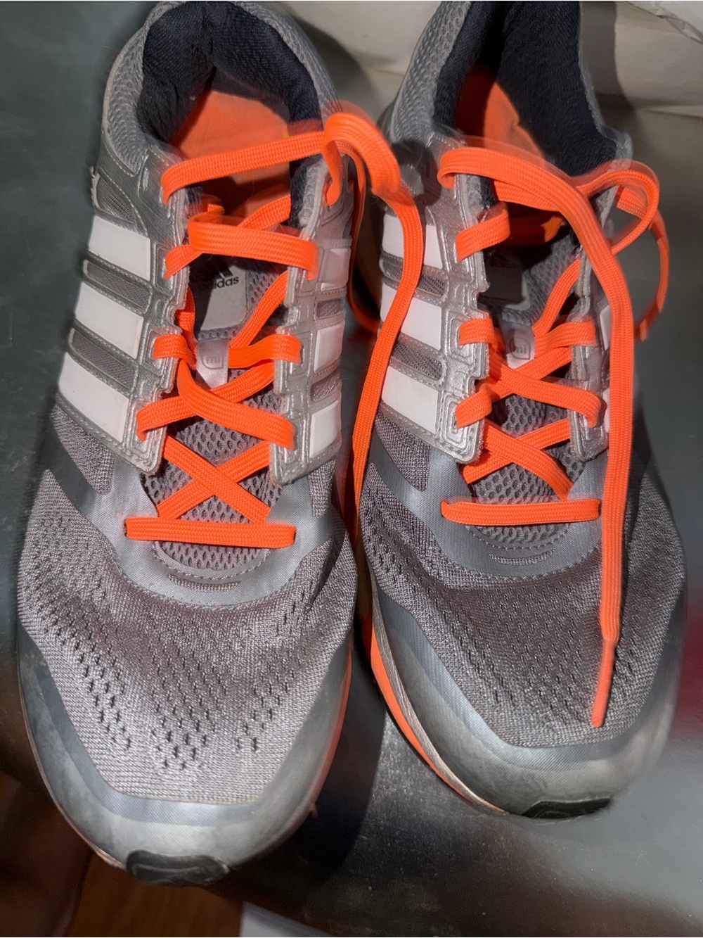 adidas Gray Athletic Shoes with Orange Accents
